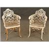 Image 1 : MATCHED PAIR OF CAST IRON GARDEN SEATS in old pai