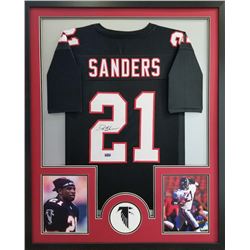 Deion Sanders Signed Falcons 34x42 Custom Framed Jersey (Radtke COA)