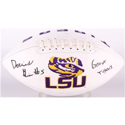 Derrius Guice Signed LSU Tigers Logo Football Inscribed "Geaux Tigers!" (JSA COA)