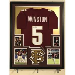 Jameis Winston Signed 34x42 Custom Framed Jersey Display (JSA COA)