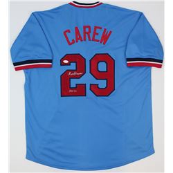 Rod Carew Signed Jersey Inscribed "HOF 91" (JSA COA)