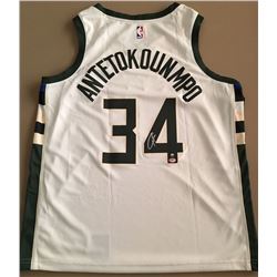 Giannis Antetokounmpo Signed Bucks Jersey (Steiner COA  Antetokounmpo Hologram)