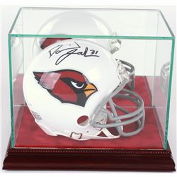 Premium Mini-Helmet Glass Display Case with Red Suede Cherry Wood Base  Mirrored Back