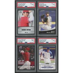 Lot of (4) PSA Graded 9 Shohei Ohtani Baseball Cards with 2018 Leaf Ohtani Draft Silver #DS01, 2018 