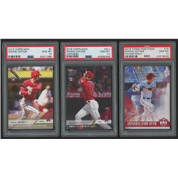 Lot of (3) PSA Graded 10 Shohei Ohtani Baseball Cards with 2018 Topps Now #5 / 4830*, 2018 Topps Now