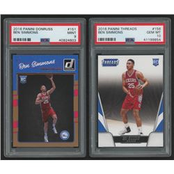 Lot of (2) PSA Graded Ben Simmons Basketball Cards with 2016-17 Donruss #151 RC (PSA 9)  2016-17 Pan