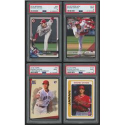 Lot of (4) PSA Graded 9 Shohei Ohtani Rookie Cards with 2018 Bowman #49 RC, 2018 Topps Now #210, 201