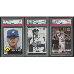 Lot of (3) PSA Graded Ozzie Albies Rookie Cards with 2018 Topps Now Moment of the Week #MOW7 / 1276*