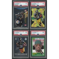 Lot of (4) PSA Graded 9 Le'Veon Bell Rookie Cards with 2013 Elite Rookie Hard Hats #10, 2013 Topps C