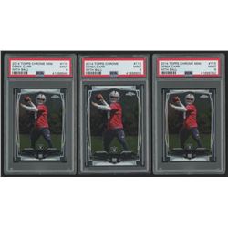 Lot of (3) PSA Graded 9 Derek Carr Rookie Cards with (1) 2014 Topps Chrome #115A RC  (2) 2014 Topps 
