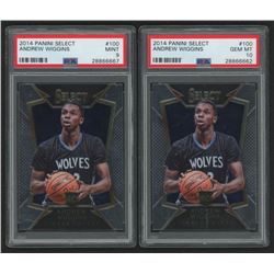 Lot of (2) PSA Graded 9  10 2014-15 Select #100 Andrew Wiggins RC