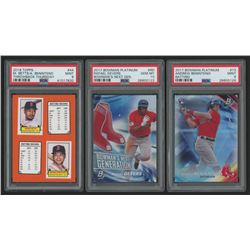 Lot of (3) Baseball Cards with 2018 Topps Throwback Thursday #44 Mookie Betts / Andrew Benintendi, 2