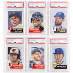 Lot of (6) PSA Graded 2018 Topps Living Baseball Cards with #67 Anthony Rizzo (PSA 9), #61 Francisco