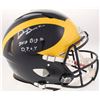 Image 1 : Devin Bush Signed Michigan Wolverines Full-Size Authentic On-Field Speed Helmet Inscribed "2018 Big 