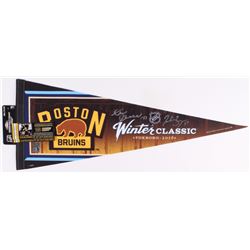 Patrice Bergeron  Zdeno Chara Signed Boston Bruins 2016 Winter Classic Pennant (Bergeron COA  Chara 