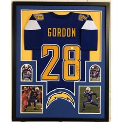 Melvin Gordon Signed 34x42 Custom Framed Jersey (JSA COA)