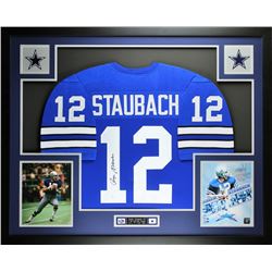 Roger Staubach Signed 35x43 Custom Framed Jersey (JSA COA)