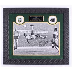 Pele Signed Brazil 24.5x28 Custom Framed Photo Display (Steiner COA)