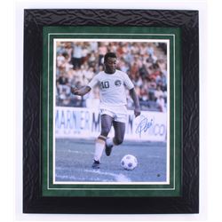 Pele Signed "New York Cosmos" 24.5x28 Custom Framed Photo Display (Steiner COA)