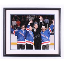 "Stanley Cup Champions" 22x26 Custom Framed Photo Display Signed by (4) With Mark Messier, Eddie Gia