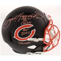 Dan Hampton Signed Chicago Bears Full-Size Matte Black Speed Helmet with Mutiple Inscriptions (Schwa