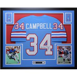 Earl Campbell Signed 35x43 Custom Framed Jersey Inscribed "HOF 91" (JSA COA)
