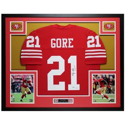 Frank Gore Signed 35x43 Custom Framed Jersey (PSA COA)