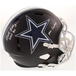 Bob Lilly Signed Dallas Cowboys Full-Size Matte Black Speed Helmet Inscribed "HOF '80"  "Mr. Cowboy"