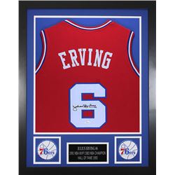 Julius Erving Signed 24x30 Custom Framed Jersey (JSA COA)