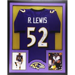 Ray Lewis Signed 34x42 Custom Framed Jersey Inscribed "H.O.F. 18" (Radtke COA)