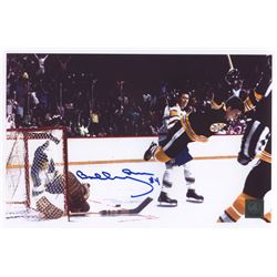 Bobby Orr Signed Bruins  The Flying Goal  11x7 Photo (Orr COA)