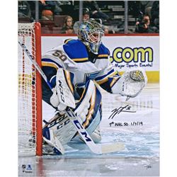 Jordan Binnington Signed St. Louis Blues 16x20 Photo Inscribed "1st NHL SO 1/7/19" (Fanatics Hologra