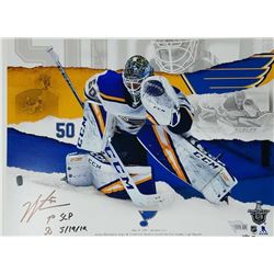 Jordan Binnington Signed LE St. Louis Blues 11x14 Photo Inscribed "1st SCF SO 5/19/19" (Fanatics Hol