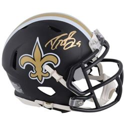 Drew Brees Signed New Orleans Saints Matte Black Mini Speed Helmet (Fanatics Hologram)