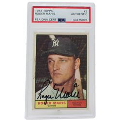 Roger Maris Signed 1961 Topps #2 (PSA Encapsulated)