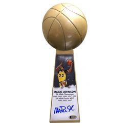 Magic Johnson Signed Los Angeles Lakers 14â€ Championship Basketball Trophy (Beckett COA)