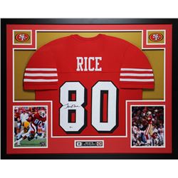 Jerry Rice Signed 35x43 Custom Framed Jersey (Beckett COA)