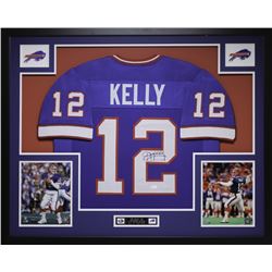 Jim Kelly Signed 35" x 43" Custom Framed Jersey (JSA COA)