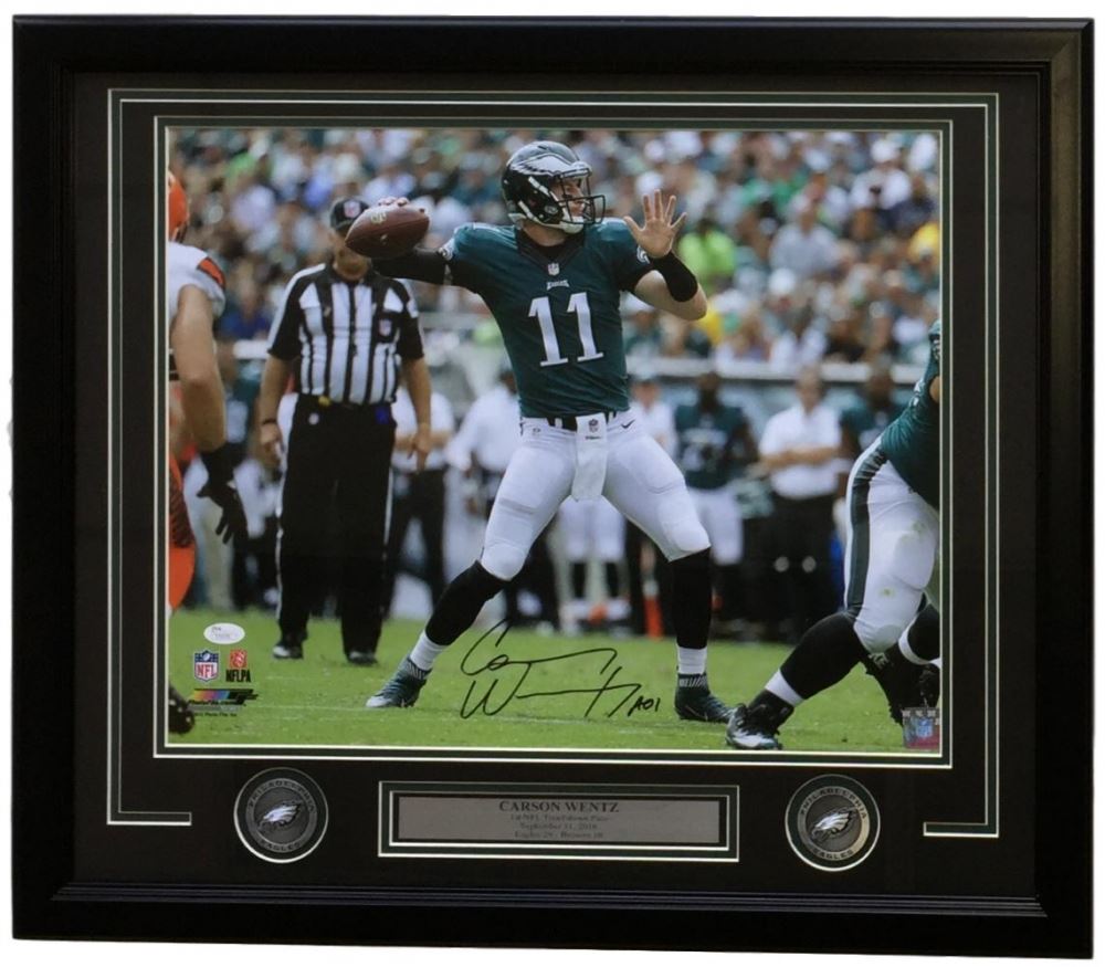 Carson Wentz Signed Philadelphia Eagles 22x27 Custom Framed Photo ...