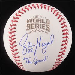 Jason Heyward Signed 2016 World Series Logo Baseball Inscribed "The Speech" (Schwartz COA)