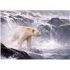 Image 1 : Robert Bateman's "Salmon Watch- Spirit Bear" LE Canvas