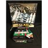 Image 1 : GLASS GAME SET 3 IN 1CHESS/ CHECKERS/ BACKGAMMON & TEXAS HOLD EM' POKER SET