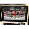 Image 1 : AUTOGRAPHED 500 NHL GOAL SCORERS 42" X 26" FRAMED PRINT W/ HOWE, HULL, BUCYK, BELIVEAU, LAFLEUR...