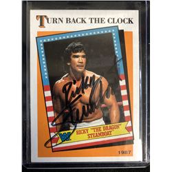 RICKY "THE DRAGON" STEAMBOAT SIGNED WWF WRESTLING CARD