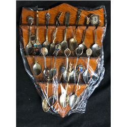 COLLECTOR SILVER SPOONS DISPLAY (VARIOUS SPOONS)