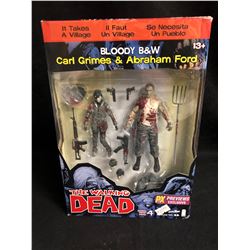 THE WALKING DEAD ACTION FIGURES (BLOODY B& W CARL GRIMES & ABRAHAM FORD)