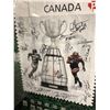 Image 2 : 100TH CFL GREY CUP AUTOGRAPHED CANADIAN STAMP POSTER w/ MOSCA, SCHULTZ, MOON, ALLEN, DUNIGAN,