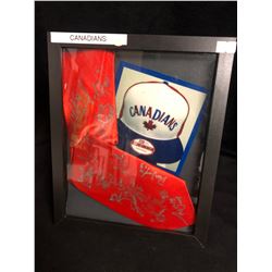 VANCOUVER CANADIANS TEAM SIGNED NECK TIE FRAMED DISPLAY