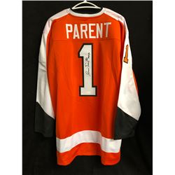 Bernie Parent Signed Philadelphia Flyers Jersey Inscribed "HOF 84" (JSA COA)