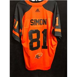 GEROY SIMON SIGNED ADIDAS BC LIONS FOOTBALL JERSEY